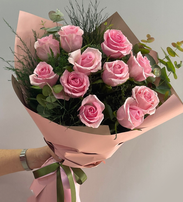 11 İthal Pembe Gül Buketi