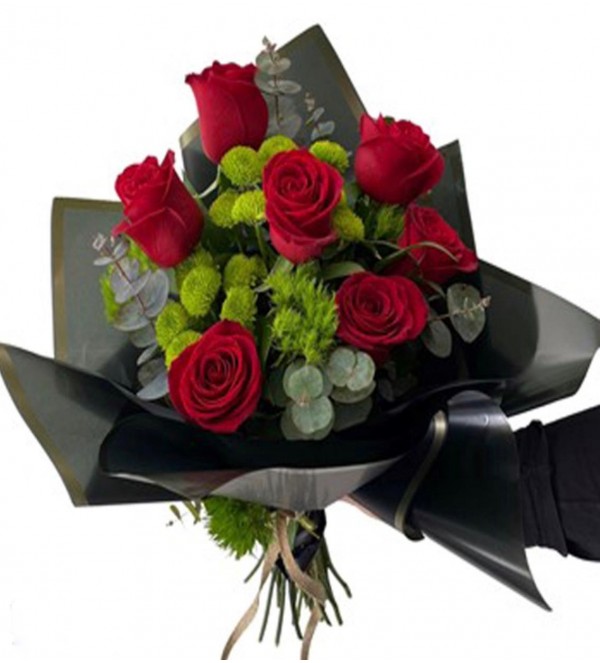 7 Adet  Gül ve Yeşillik Buketi